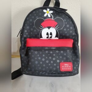Disney NEW Minnie Mouse Black And Grey Polka Dot Backpack Purse